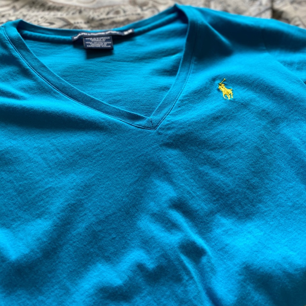 - Ralph Lauren Sport - Turquoise V Neck T Shirt -
